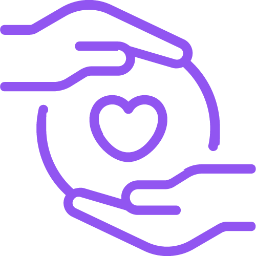 Two hands gently holding a heart with a smaller handprint inside, symbolizing deep understanding and care for others' feelings.